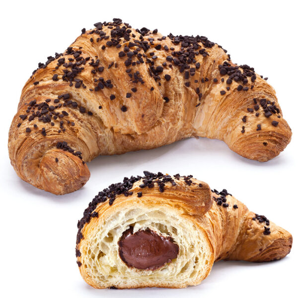 Curved croissant glazed with hazelnut cream